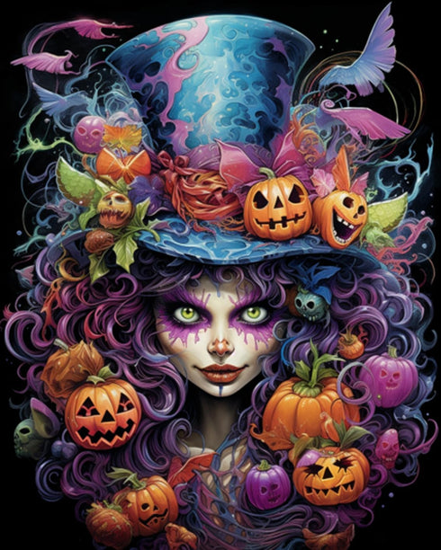 Tucocoo Paint by Number Gril Portrait with Hat DIY Painting On Canvas with Brushes Acrylic Paints Pumpkin Halloween Hocus Pocus Paint by Numbers f...