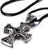 COOLSTEELANDBEYOND New Stainless Steel Gothic Celtic Cross Pendant Necklace with Cz Accent 22.8 Inches Black Silicone Cord...
