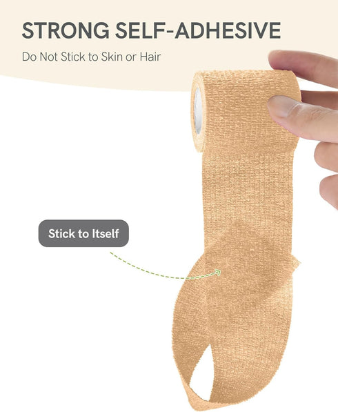FriCARE Self Adhesive Bandage Wrap, Medical Tape in First Aid Kit, Cohesive Bandages for Wounds Sport Vet, FSA/HSA Eligible, 2 Inches X 5 Yards 6 ...