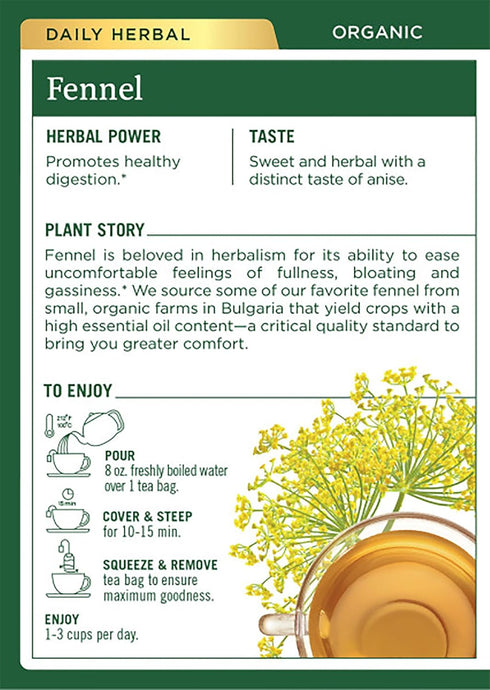 Traditional Medicinals Organic Fennel Herbal Tea, Promotes Digestive Health, (Pack of 2) 32 Tea Bags Total...
