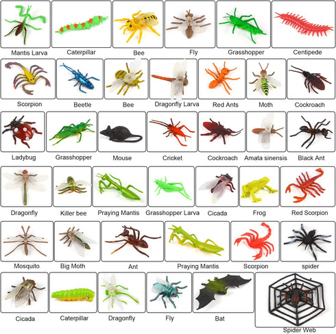 39 Pack Insects and Bugs for Kids,Assorted Plastic Bug Toys Fake Insects Educational Party Favors...
