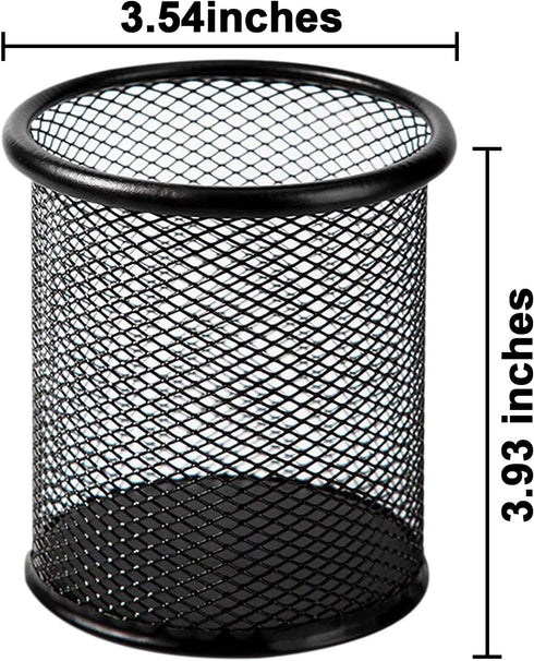 QYH Mesh Pen Cup Metal Pencil Holder for Desk 6 Packs Black Pen Organizer Office 3.54x3.93 Inch...