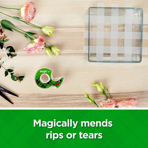 Magic Tape 2 Packs Clear Tape, Magic Tape with Dispensers, Invisible Tape ¾ x 300 Inches, and a 8 Inch All Purpose Scissors...