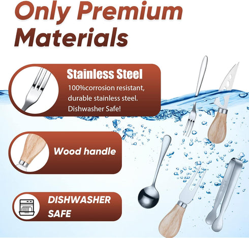 Charcuterie Board Accessories Spreader Knife Set Cheese Butter Spreader Knife Charcuterie Utensils with Wooden Handles Mini Serving Tongs Spoons F...