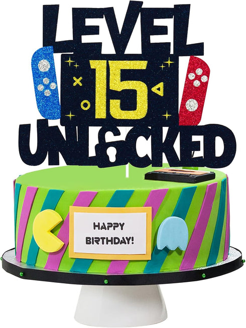 Level 15 Unlocked Video Game Cake Topper - Level 15 Unlocked Awesome 2007 Boy's Birthday Cake Topper - Video Game 15th Birthday Cake Decorations...