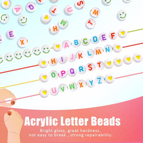 985 Pieces Letter Beads Kit,28 Styles Friendship Bracelet Kit Alphabet Beads Smiley Face Beads for Bracelets Jewelry Making Kit (White Bead Color ...