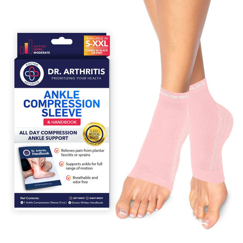 Doctor Developed Plantar Fasciitis Socks/Compression Foot Sleeves, Copper Ankle Brace for Heel Support & Doctor Written Handbook (Pink, S)...