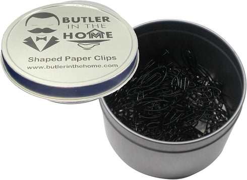 100 Count Fish Shaped Paper Clips Great for Paper Clip Collectors or Office Gift - Comes in Round Tin with Lid and Gift Box (Black)...