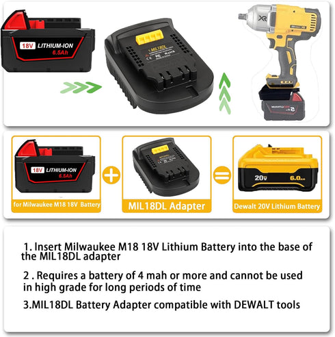 Battery Adapter Converter for Milwaukee to Dewalt Battery?for Milwaukee M18 18V Lithium Battery Convert to Dewalt 20V Lithium Battery Convert for ...