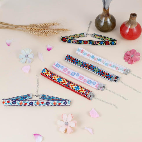 MILAKOO 6 Pcs Boho Flower Embroidery Choker Necklace for Womens Vintage Gothic Necklace Chokers...