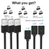 Magnetic Charging Cable 3A Fast Charging(3 Pack,3.3/6.6/6.6ft) 3 in 1 Magnetic Phone Charger with LED Light, Nylon Braided, for Lightning/USB-C/Mi...