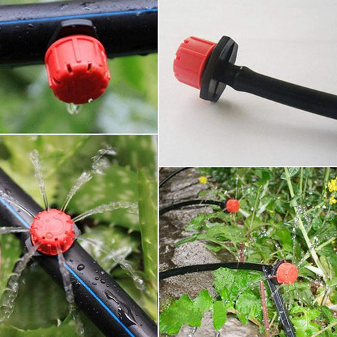 Irrigation Dripper 50PCS Adjustable Drip Irrigation Sprinkler with 50PCS 1/4 Inch Irrigation Tee Drip Irrigation Kit for Misting Watering Plant Co...