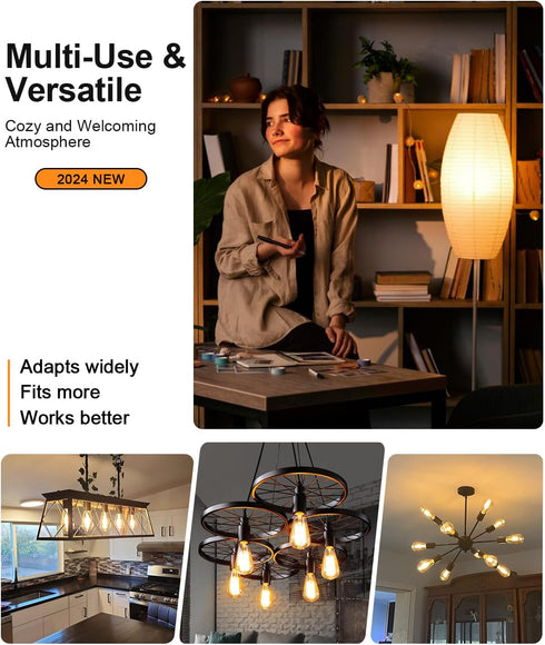 Energy-saving E26 LED Bulb 60 Watt Vintage LED Edison Bulbs Warm White 2700K High Brightness, ST58 Bathroom Light Bulbs with 90+ CRI Non Dimmable ...