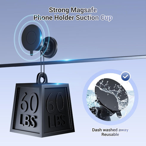 PROfezzion Magnetic Shower Mirror Phone Holder Reusable Suction Cup Phone Mount Compatible with iPhone 15 14 13 12 & All Phones, Rotating Stand fo...