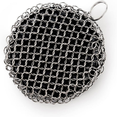Solo Stove Cast Iron Scrubber, Food Safe, Heat Resistant, Rust Resistant, 304 Stainless Steel Cleaner Chainmail Cast Iron Cleaner, Durable Silicon...