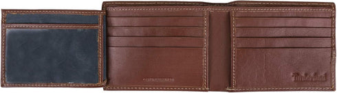Timberland mens Leather Passcase Trifold Wallet Hybrid, Cognac, One Size...