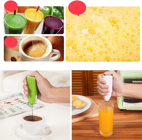 Milk Frother, Coffee Frother, Electric Whisk, Electric Mini Kitchen Stirrer Milk Frother Handheld Coffee Egg Milk Shake Mixer Stainless Steel Batt...