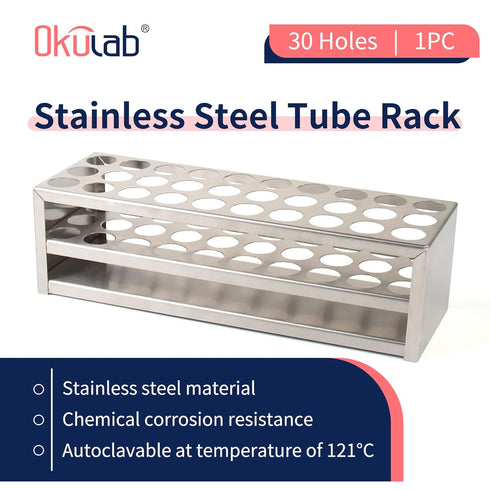 Test Tube Rack, 30 Holes Stainless Steel Test Tube Racks, with Extended Edges Providing Handles, Suitable for Tubes of Dia.?21mm, Round Holes Test...