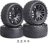 Hobbypark (4-Pack) 1/10 Scale Off Road Buggy Tires & Wheel Rims Set Front and Rear 12mm Hex Hubs with Foam Inserts for RC Hobby Car...