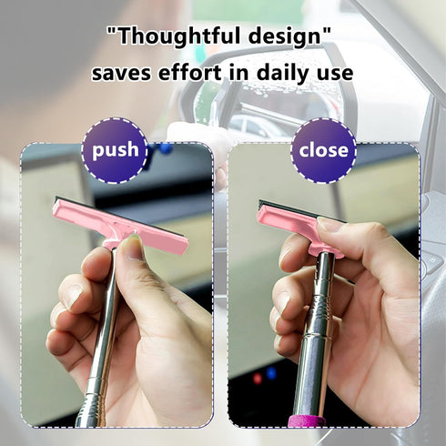 Car Rearview Mirror Wiper, 8cm Brush head-98cm Telescopic Auto Mirror Squeegee, Water Cleaner with Telescopic Long Rod, Universal Automotive Acces...