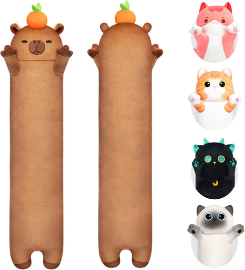 Long Cat Plush, Cute Capybara Plush Body Pillow, Kawaii Long Capybara Stuffed Toys for kids, Squishy Long Capybara Doll Sleeping Pillows, Stuffed ...