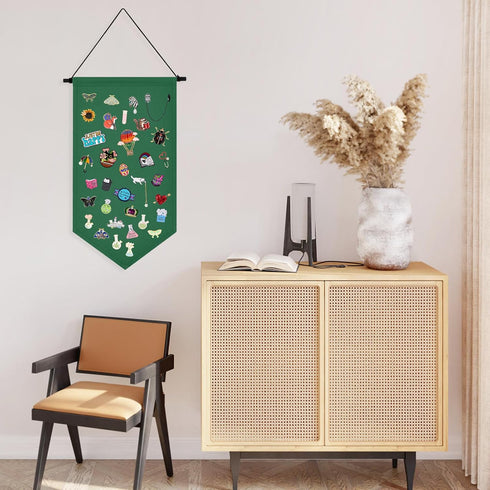 Kunyeah Wall Hanging Brooch Organizer Storage Case Colorful Canvas Pin Board Stand Enamel Pin Badge Hanging Holder Display Banner Earrings Collect...
