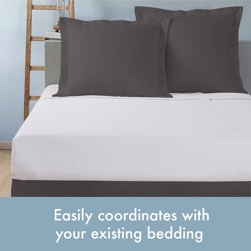 Today’s Home Tailored Bed Pillow Shams, Cotton Blend Design, Standard, Grey, 2-Pack...