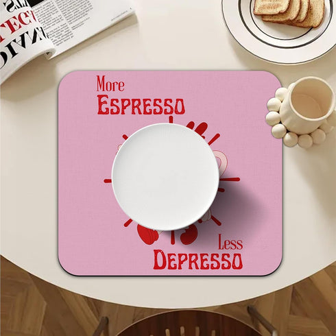 More Espresso Less Depresso Coffee Mat - Hot Pink Espresso Coffee Bar Mat, Espresso Coffee Bar Accessories, Coffee Station Mat, Coffee Maker Mat f...