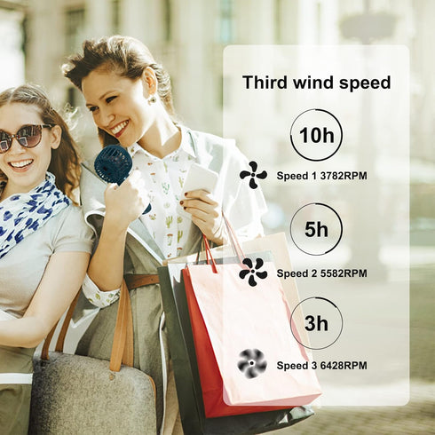 VEMONT Handheld Fan, Mini Portable Hand Fan with 2500mAh Rechargeable Battery,Personal Pocket Hand Held Fan with 3 Speeds(3-10H Working Time),Supe...