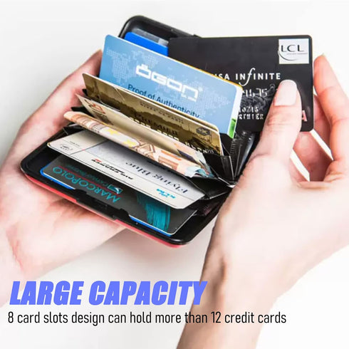 Credit Card Holder, Mini RFID Blocking Aluminum Wallet Slim Metal Hard Case Travel Wallet ID Case for Women and Men, 4.3 x 2.9 Inches, Skull...