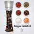 Pepper Grinder, Spice Mill with Ceramic Blades, Salt Grinder Refillable, Stainless Steel Dust Cover, Pepper Mill for Kitchen or Outdoor Picnic (20...