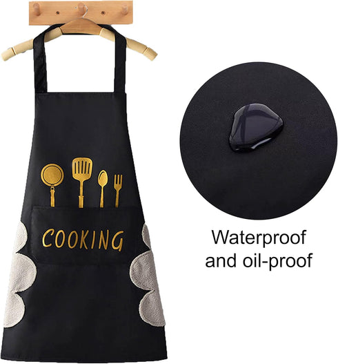 aprons for women with pockets kitchen apron with hand wipe pockets, waterproof for cooking and baking...