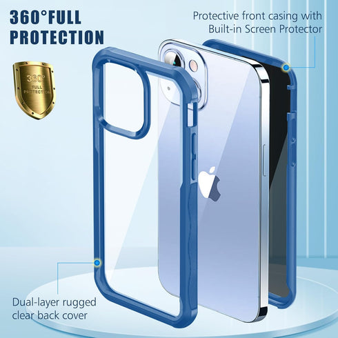 Privacy Case Compatible for iPhone 14 Plus 6.7 Inch, Full-Body Case Clear Anti-Peeping Bumper Case with Built-in 9H Tempered Glass Screen Protecto...