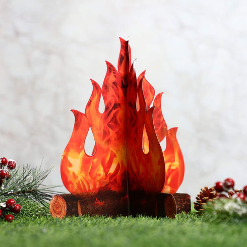 Boao 6 Set Fake Fire Fake Flame Camping Decoration 3D Cardboard Campfire Centerpiece Artificial Flames Campfire Party Decoration for Camp Bachelor...
