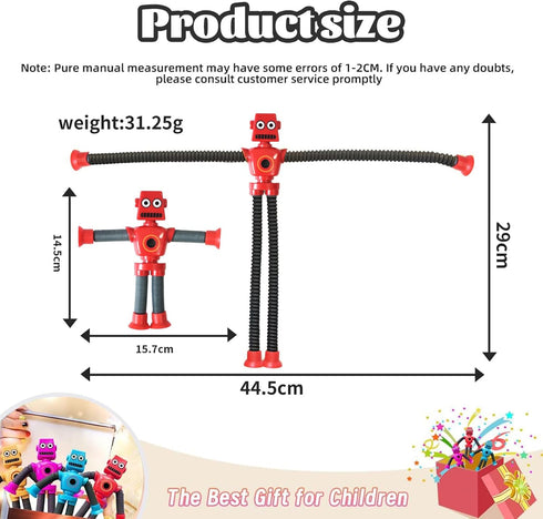 Bendable Robot Figures Set of 4, Flexible Suction Cup Men, Fidget Pop Tubes Sensory Toys for Girls and Boys...