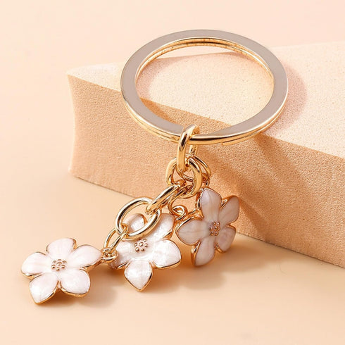 5 pcs Keychains for Women Girls,Flowers Charms Enameled Keychain Tassel Keyring Gifts Purse Bag Accessories Bulk...