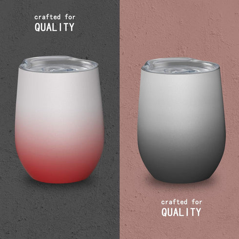 Wine Tumblers with Lid, 12 oz Stainless Steel Stemless Wine Glasses Double Wall Vacuum Travel Insulated Cup for Coffee, Drinks, Champagne, Beverag...