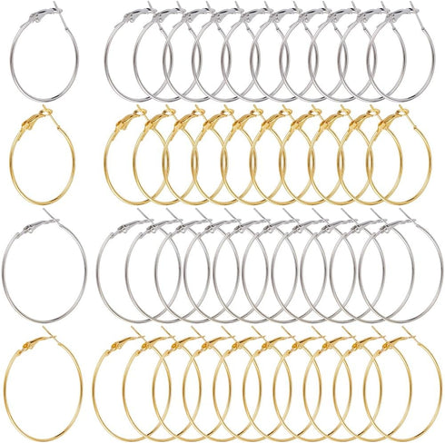 1 Box 80Pcs 4 Style Round Beading Hoops Small Hoop Earring Findings Circle Iron Hypoallergenic Gold Dangle Hoop Earrings Open Silver Hoop Earring ...