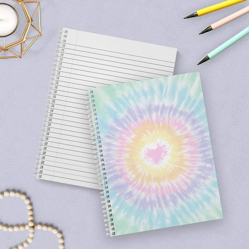 Gotcha Covered Notebooks Softcover Love To Tie Dye 8.5" x 11" Trendy Spiral Notebook/Journal, 120 Wide Ruled Pages, Durable Gloss Laminated Cover,...