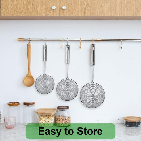 Spider Strainer Set of 3 Asian Strainer Ladle Stainless Steel Wire Skimmer Spoon with Handle for Kitchen Frying Food, Pasta, Spaghetti, Noodle-30....