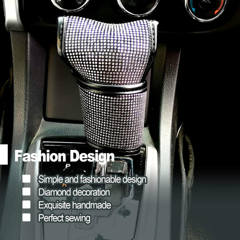 Bling Bling Auto Shift Gear Cover, Luster Crystal Auto Shift Gear Cover, Car Knob Gear Stick Crystal Glitter Bling Rhinestones Protector, Universa...