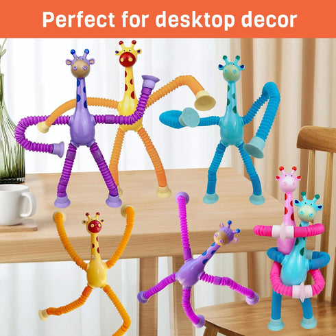Telescopic Suction Cup Giraffe Toy, Funny Pop Tube Giraffe Toys for Toddlers,Telescopic Sensory Toys, Autism Sensory Toy for Kid Boys Year Old Age...