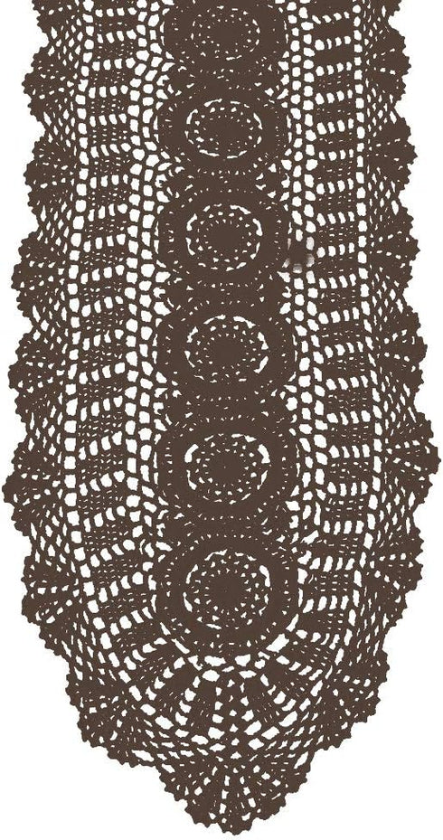 KEPSWET 100% Cotton Handmade Crochet Lace Oval Table Runner Coffee 12x60 Inch...