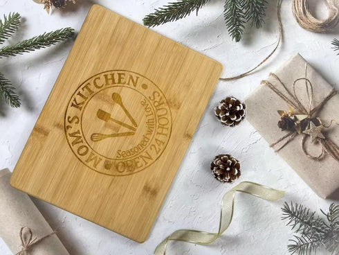 Bamboo Cutting Board as Kitchen Decor for Mother's Day Gift Birthday, Christmas, Thanksgiving Gift from Daughter or Son, 11"x7"...