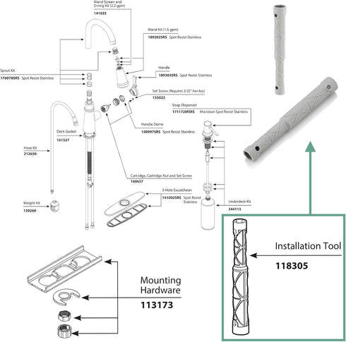 Sink Faucet Installation Tool Compatible With Moen 118305 Replacement Kitchen Faucet Installation/Tightening Tool, Faucet Nut Removal Tool, Sink N...