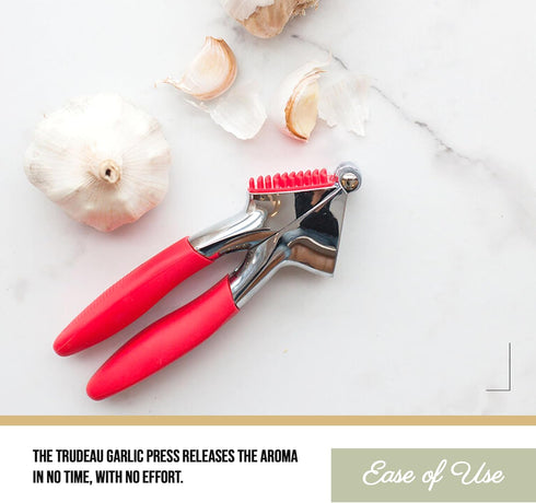 Trudeau Garlic Press - Effortless Garlic Crusher with Built-In Cleaning Aid, Large Garlic Chamber, Comfortable Ergonomic Handle, BPA-Free & Dishwa...