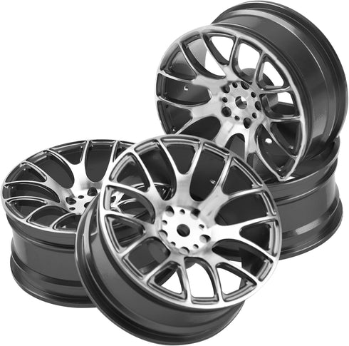 4Pack HIRCQOO Metal Wheel Rims 12mm Hex Hub Compatible with 1/10 On-Road Racing Touring Drift Car Tamiya TT-01 Kyosho RedCat Sakura D4 XIS HSP 1/1...