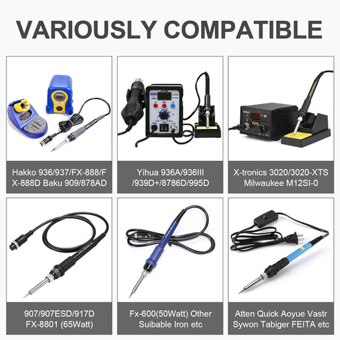 900M-T Soldering Iron Tips 60 Watt Replacement Electronic Soldering Accessories for Electrical Soldering Station 936 Tools (B/2.4D/I/K/3C 5Pcs)...