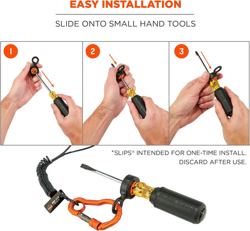 Hand Tool Attachment Slips, Easy Slide On Design, Connects to Tool Lanyards, Squids 3740, Variety Pack, 4-Pack,Black & Orange...