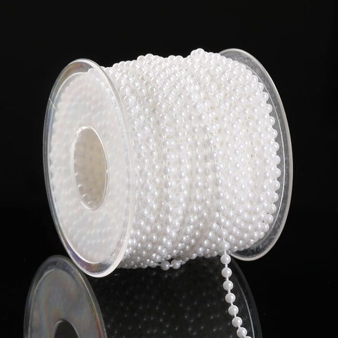 Approx 22 Yards White Pearl Spool Rope,Lmitation Pearl Beads Garland String Wedding Party Christmas Tree Decoration DIY Crafts...